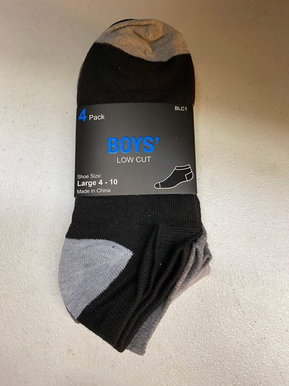 (6x) 4pk Boys Low Cut Socks Lg. 4-10