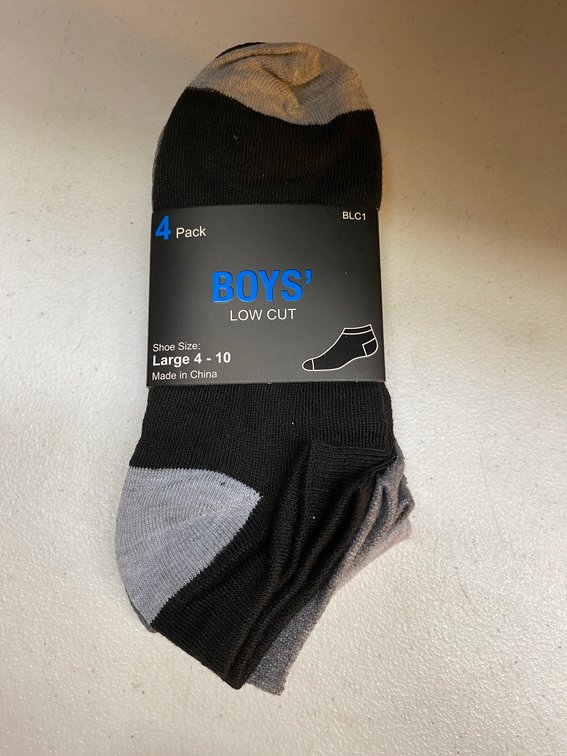 (2x) 4pk Boys Low Cut Socks Lg. 4-10
