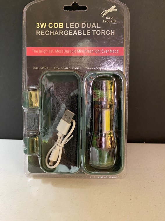 (2x) 3W COB LED Dual Rechargeable Torch