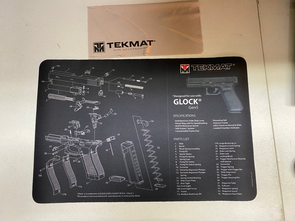 Tekmat Bench Mat Use W/Glock Gen 5