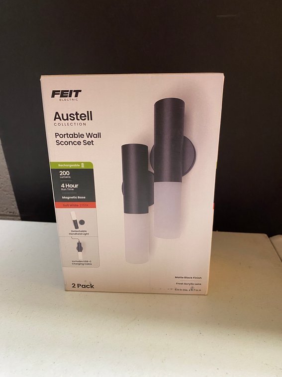 New 2pk Portable Wall Sconce Set