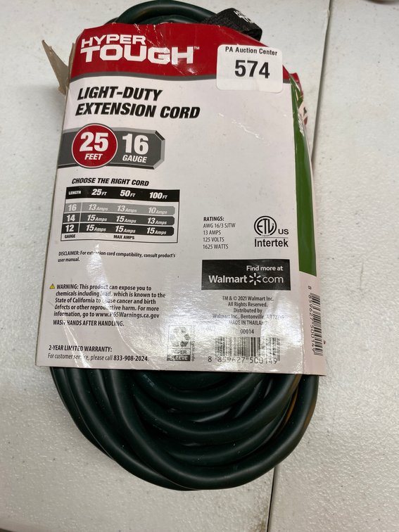 Hyper Tough 25' Light Duty Extension Cord