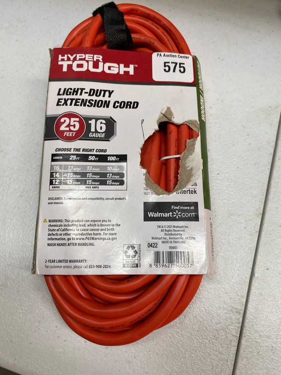 Hyper Tough 25' Light Duty Extension Cord