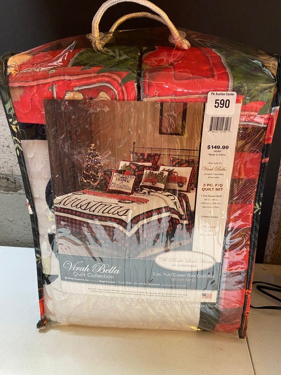 New F/Q Sz 3pc Christmas Quilt Set