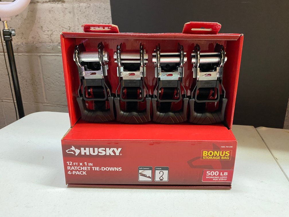 New Husky 4pk 12'x1" Ratchet Tie -Down