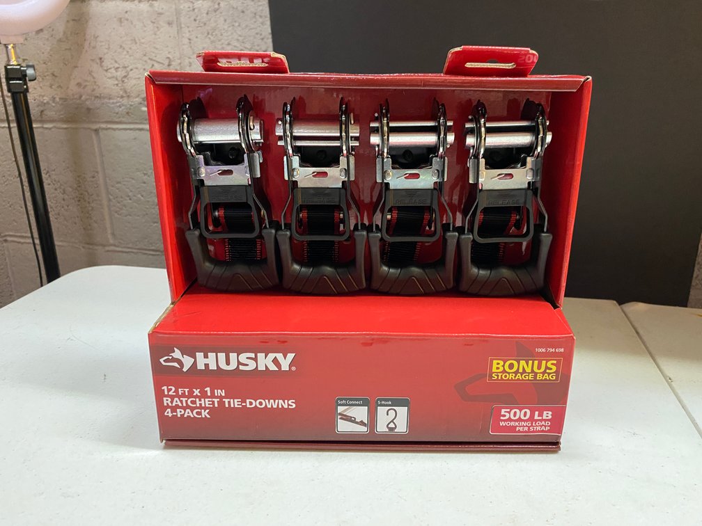 New Husky 4pk 12'x1" Ratchet Tie -Down