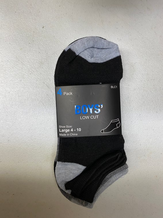 (4x) New 4pk Boys Lg 4-10 Socks