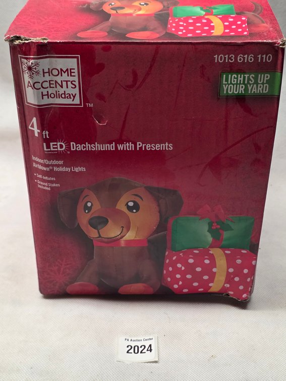 4 ft LED Dachshund with Presents Holiday Inflatable