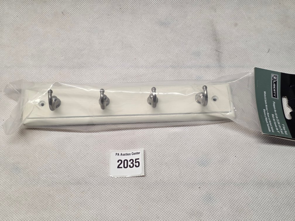 Liberty 9-Inch Key Rail in White & Satin Nickel