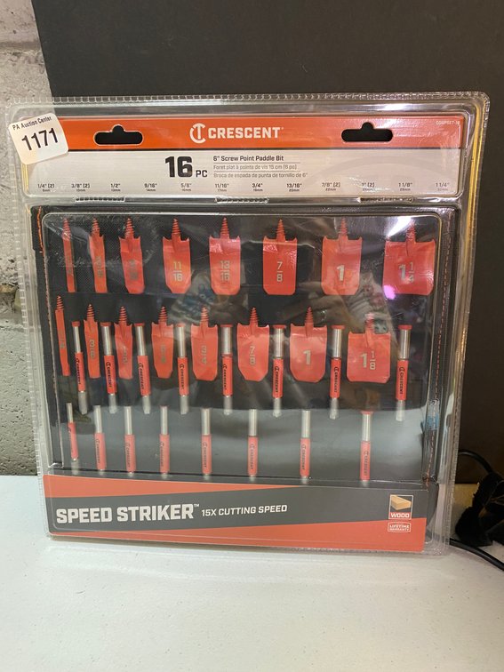 Crescent 16pc. 6" Screw point Paddle Bit Set