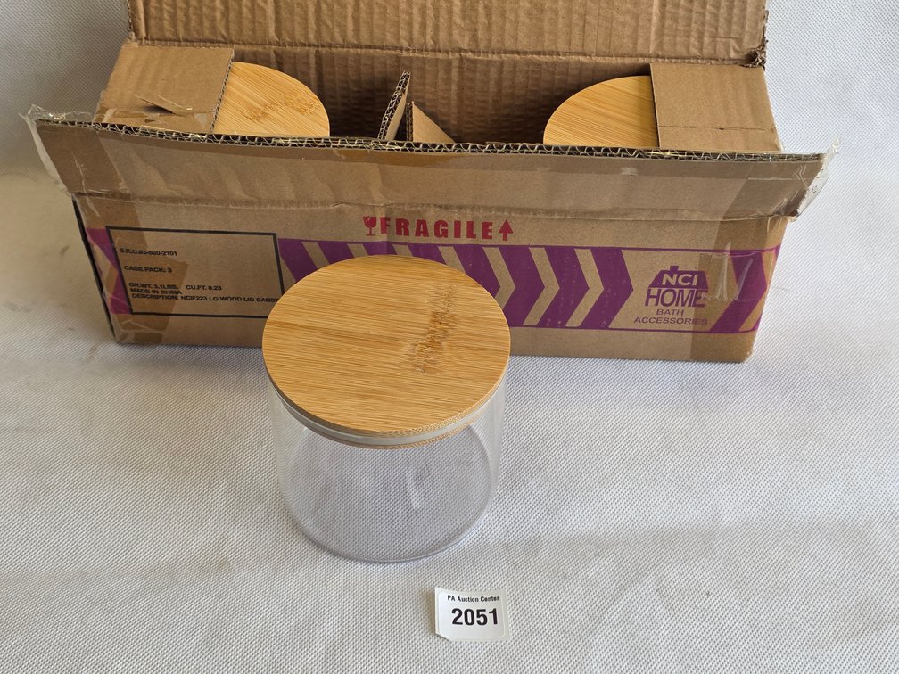 NCI Home Wood-Lid Glass Canister Set of 3