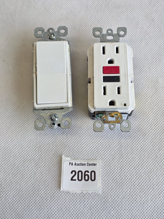 Leviton GFCI Outlet and White Rocker Switch Pair