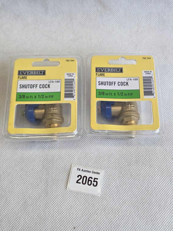 Two Everbilt LFA-189 Shutoff Cock Valves