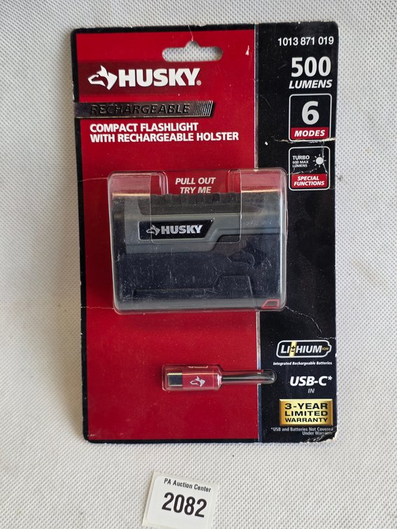 Husky 500-Lumen Rechargeable Compact Flashlight with Holster