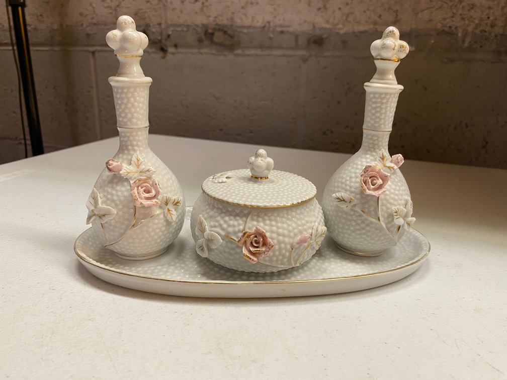Vintage Japanese Porcelain Vanity Dresser Set