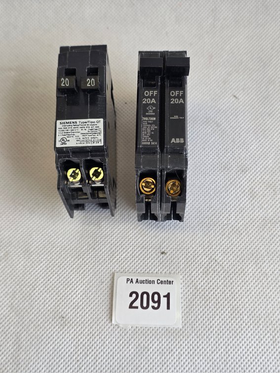 Siemens QT and ABB THQL 20A Circuit Breaker Pair