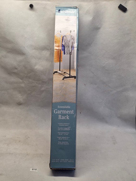 Whitmor Extendable Garment Rack with Wheeled Base