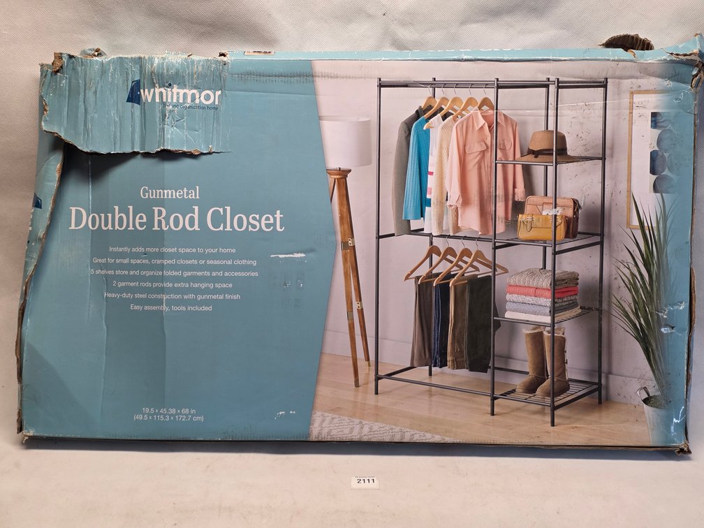 Whitmor Gunmetal Double Rod Closet Organizer