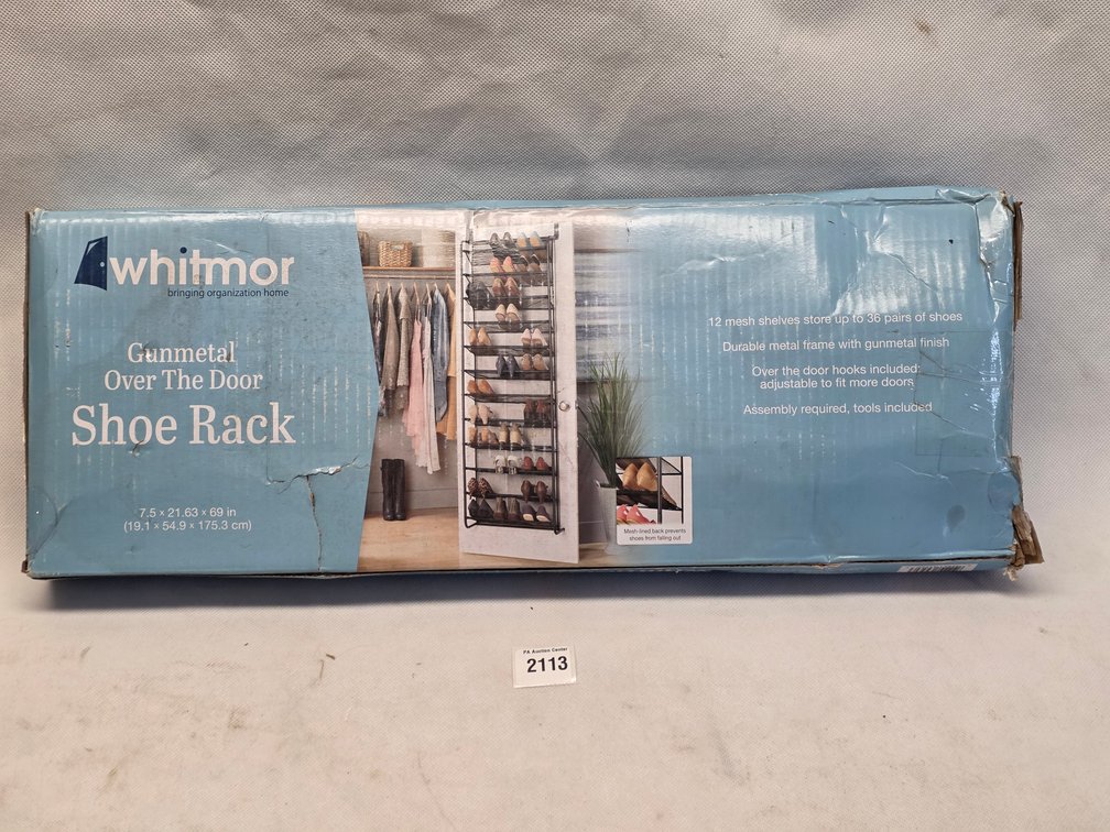 Whitmor Gunmetal Over-The-Door Shoe Rack