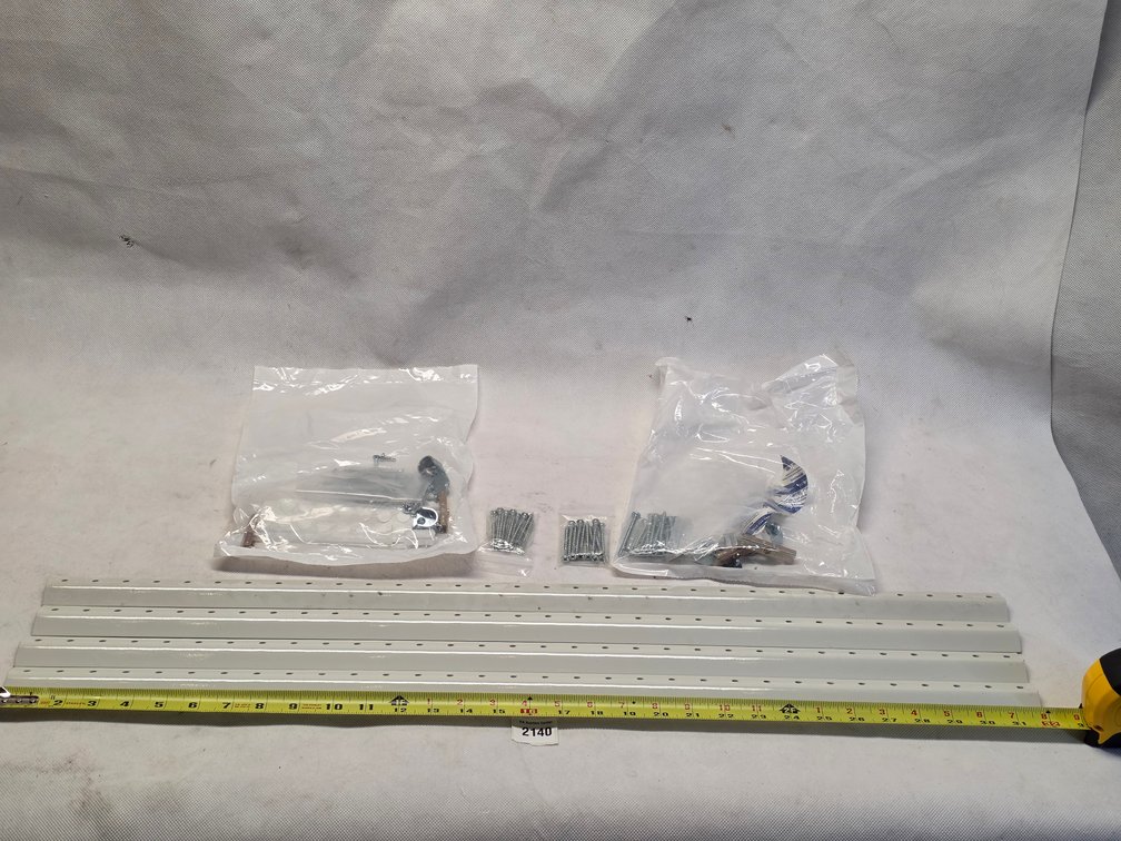 White Perforated Shelf Rails with Hardware Kit
