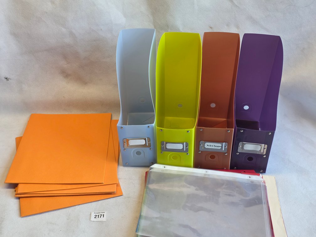 Set of Colorful Vertical File Organizers and Folders