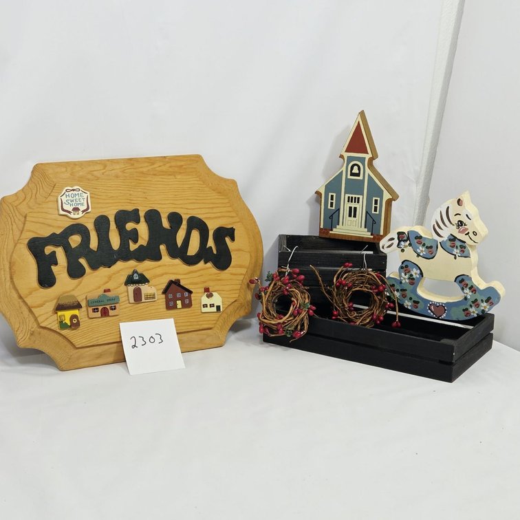 Colorful Country Wood Decor Lot