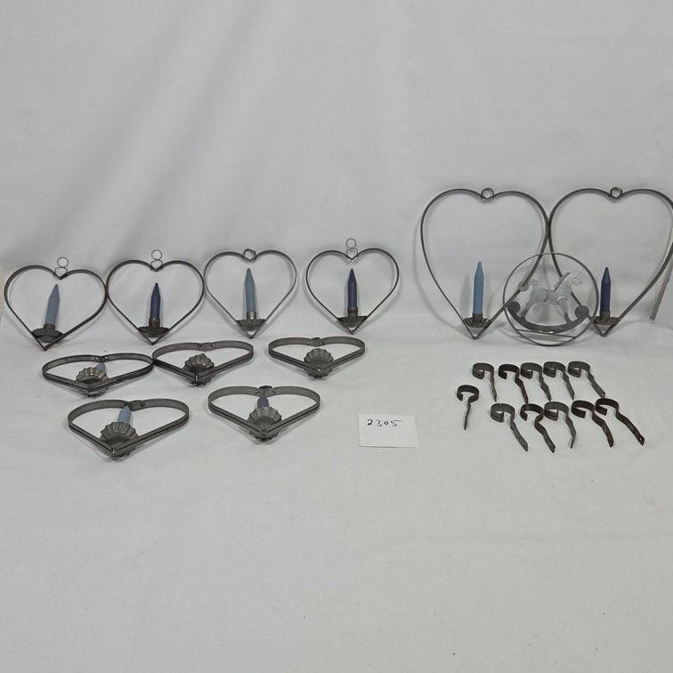 Tin Heart Candle Holder Lot