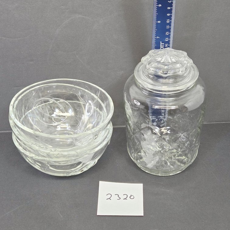 Clear Glass Bowls & Canister Lot
