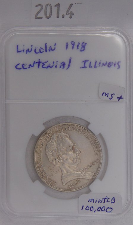 1918 Illinois Centennial Half Dollar. Mintage of 100, 058.