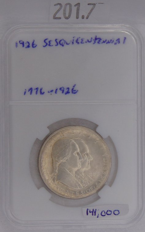 1926 Sesquicentennial of American Independence Half Dollar. Mintage of 141,120.