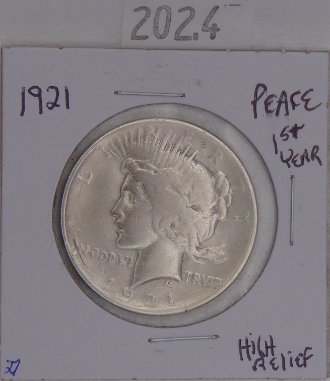 1921 Peace Dollar High Relief. Mintage of 1,006,473.