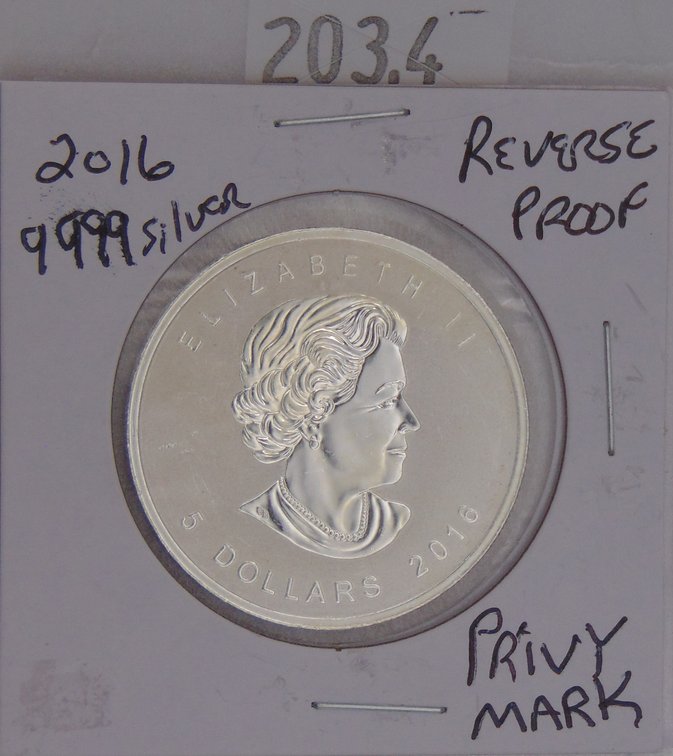 2016 Canada Reverse Proof 5 Dollars Maple Leaf.
