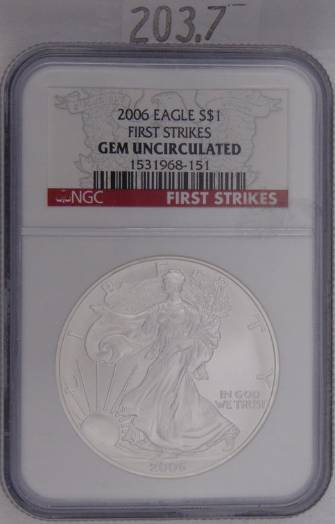 2006 Silver Eagle 1 Troy Oz. .999 Silver NGC Gem Uncirculated First Strikes.