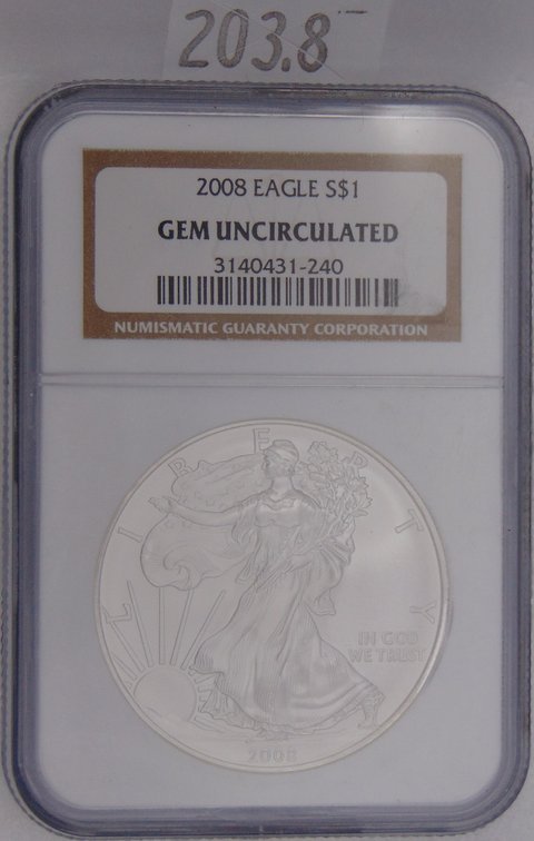 2008 Silver Eagle NGC Gem Uncirculated.