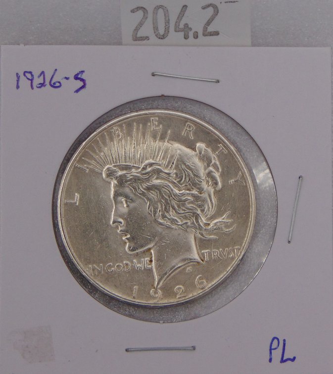 1926-S Peace Dollar AU.