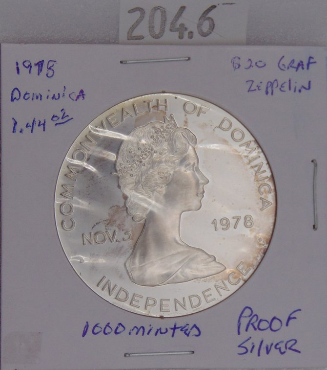 1978 Commonwealth of Dominica 20 Dollars 40.91 grams .925 Silver.