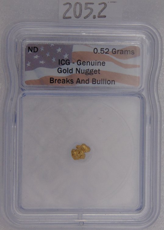 0.52 Grams ICG Genuine Gold Nugget Breaks and Bullion.
