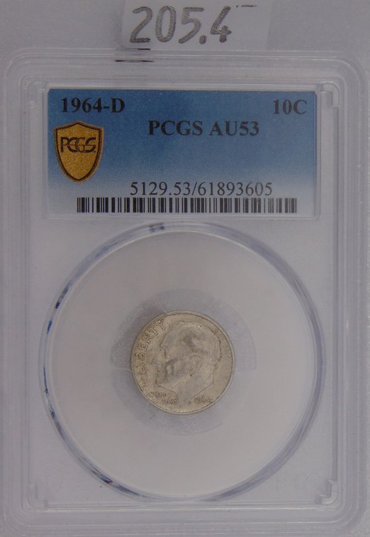1964-D Roosevelt Dime PCGS AU53.