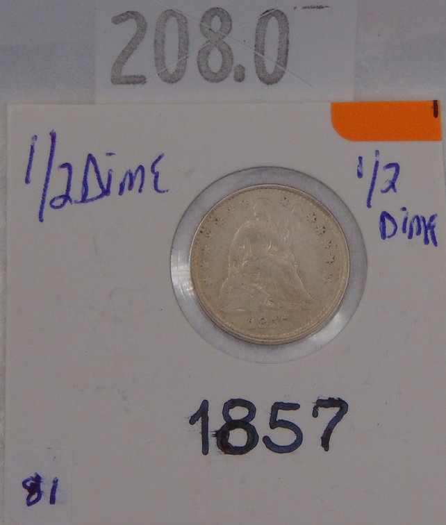 1857 Seated Liberty Half Dime VF-EF (arrows at date).