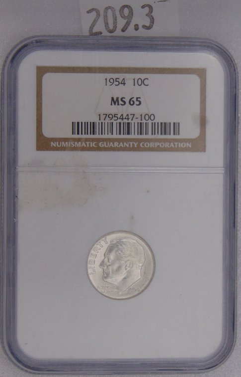 1954 Roosevelt Dime NGC MS65.