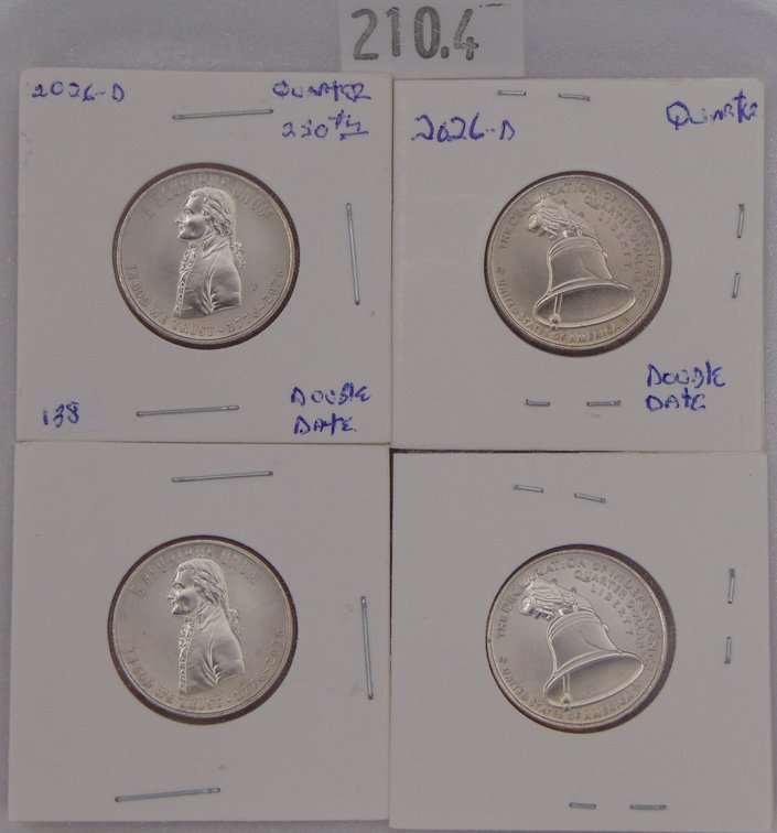 (4) 1776-2026-P Quarters;  Declaration of Independence.