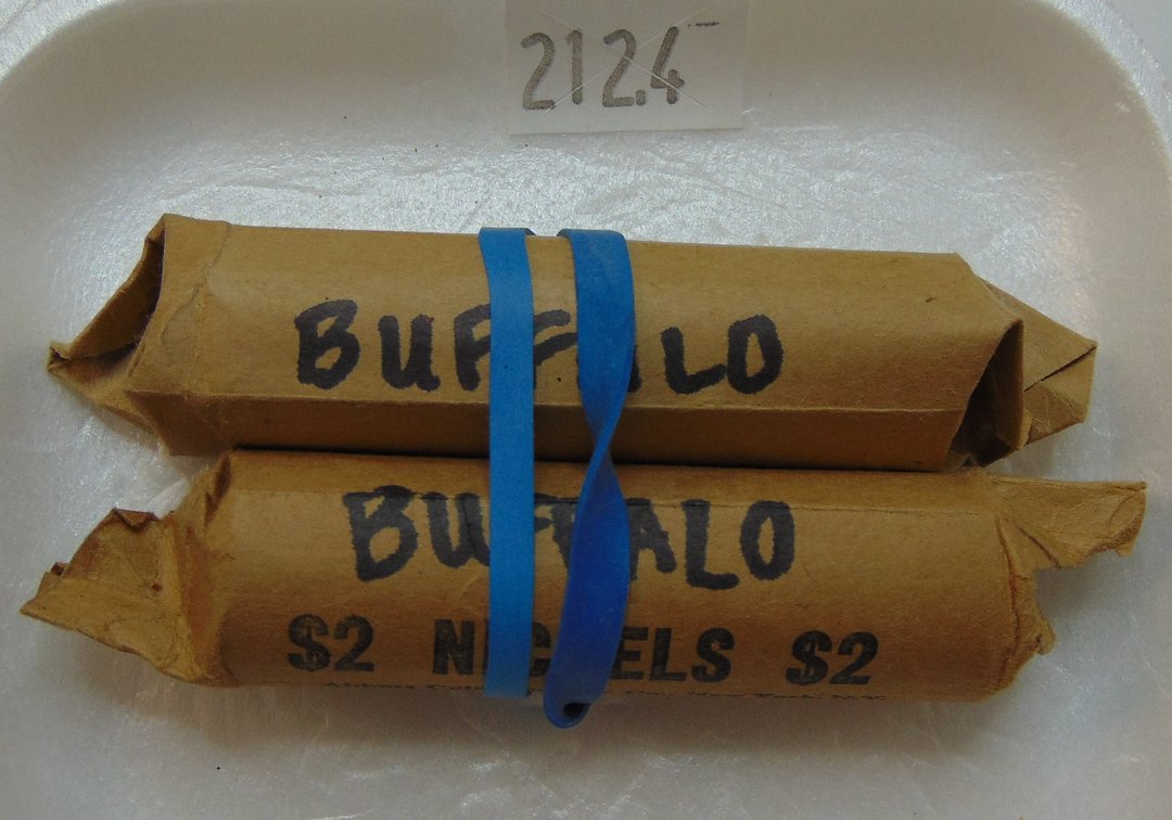 (2) Rolls of Buffalo Nickels (full-dates, partial-dates and no-dates). $4.00 face value.