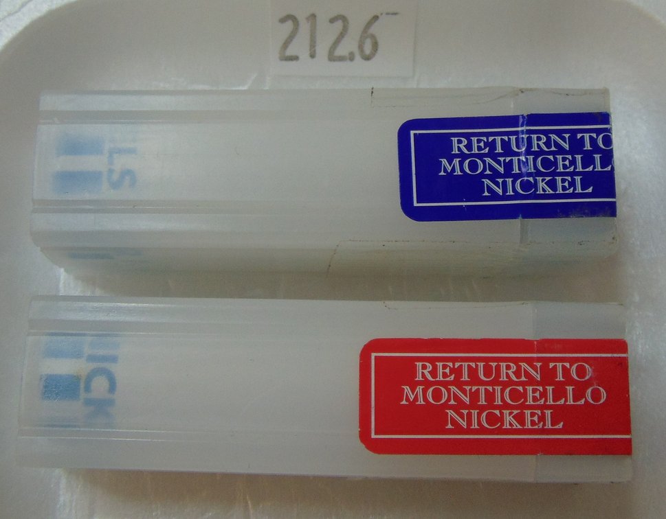 (2) Sealed Rolls of 2006 Return to Monticello Nickels P and D.