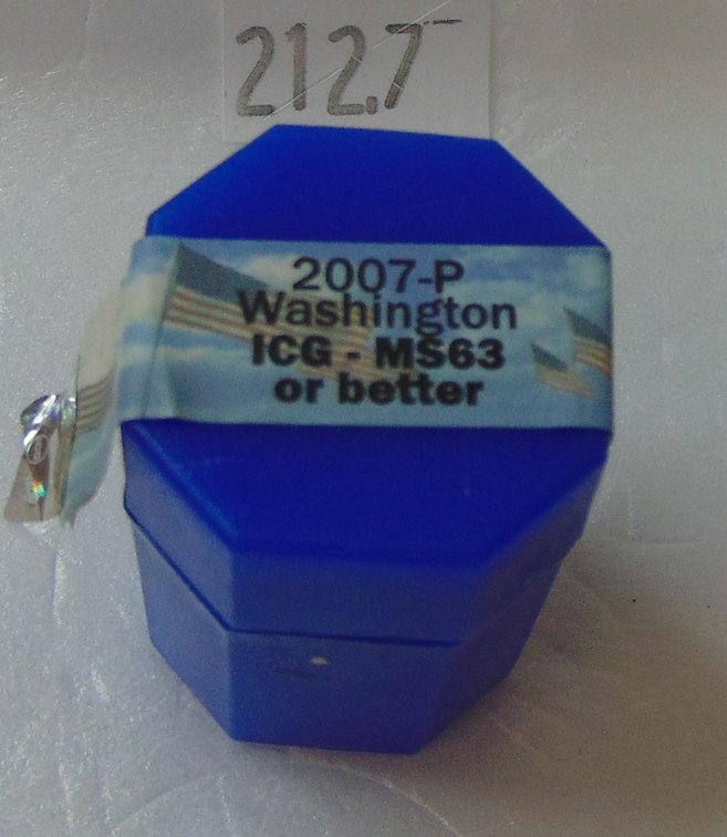 (1) roll of 2007-P Washington Presidential Dollars ICG MS63 or better. $20 face value.