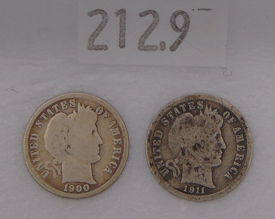 1900, 1911 Barber Dimes G-4.