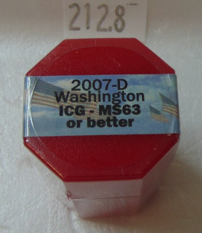 (1) roll of 2007-D Washington Presidential Dollars ICG MS63 or better. $20 face value.