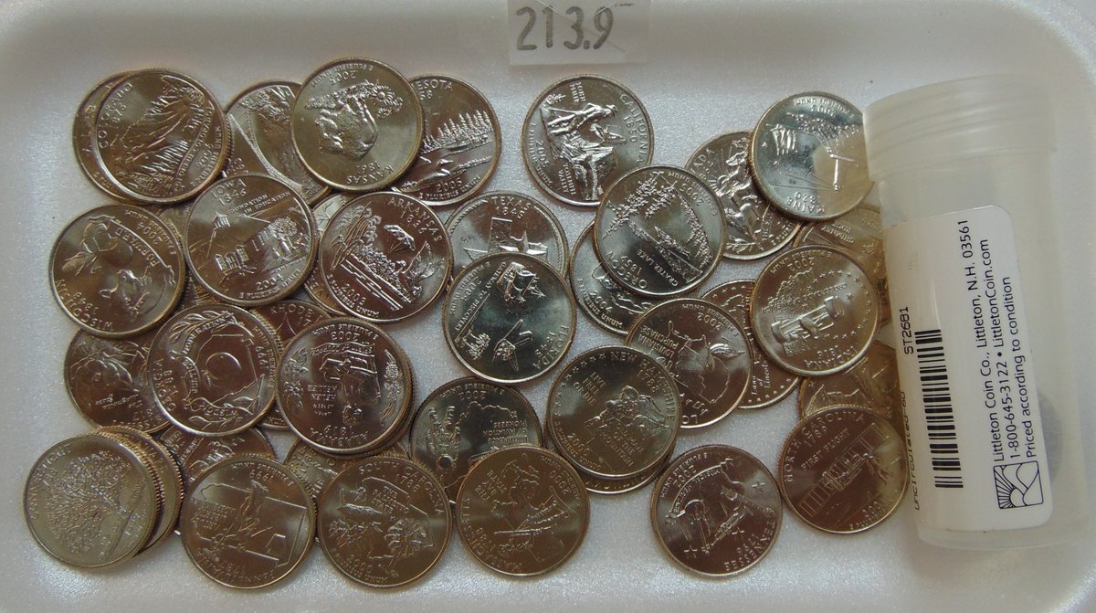 (39) UNC State Quarters: various states and years. $9.75 face value.