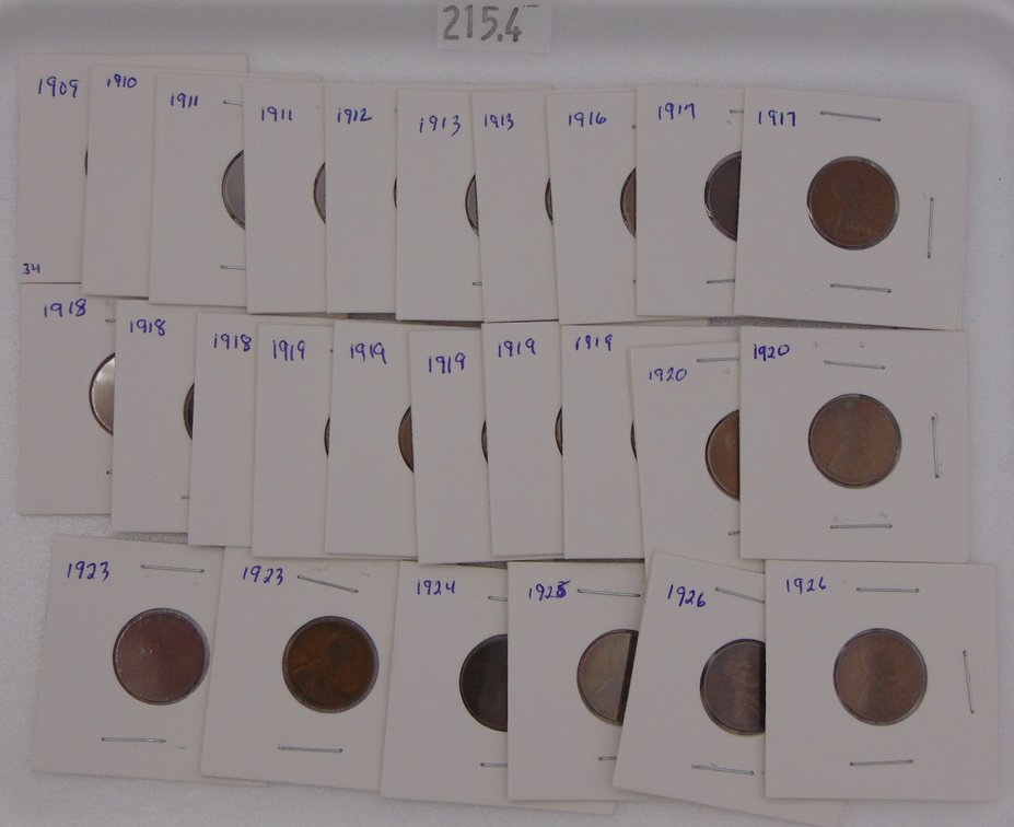 (26) Lincoln Wheat Cents: 1909 (first year) - 1926. Not all years. Various conditions.