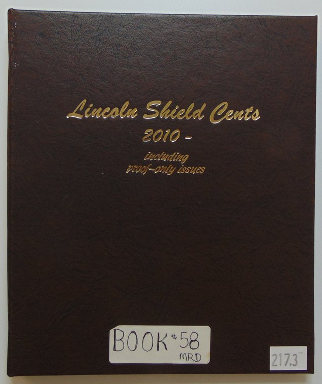 Lincoln Shield Cents 2010- Hard Back Binder. Contains twenty-nine cents.