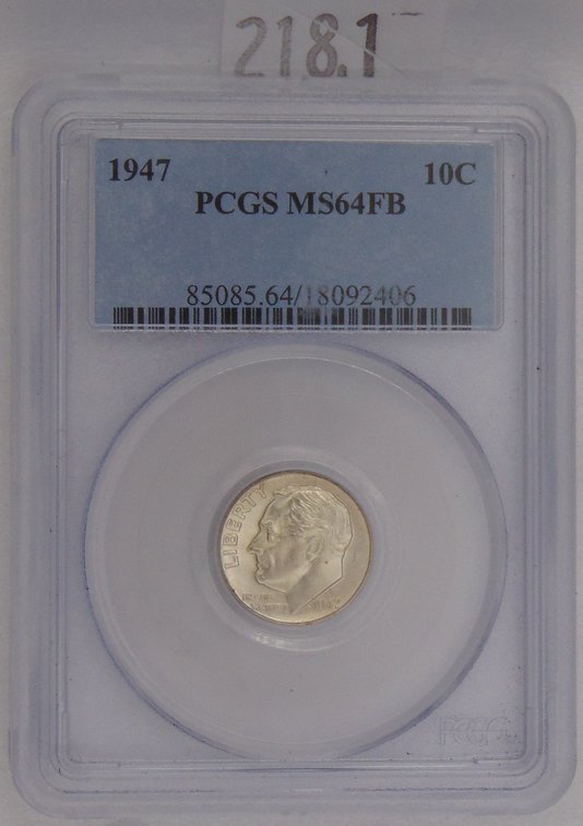 1947 Roosevelt Dime PCGS MS64 FB.